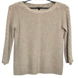 Classiques Entier 100% Cashmere Sweater Size Medium Brown Pullover 3/4 Sleeve
